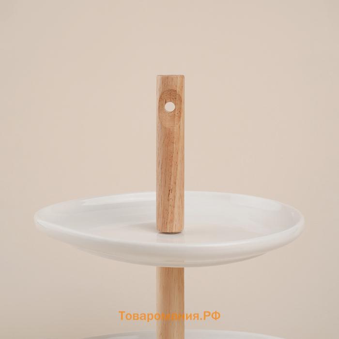 Этажерка - фруктовница круглая SL Home «Тренто», 2 яруса, фарфор, белая