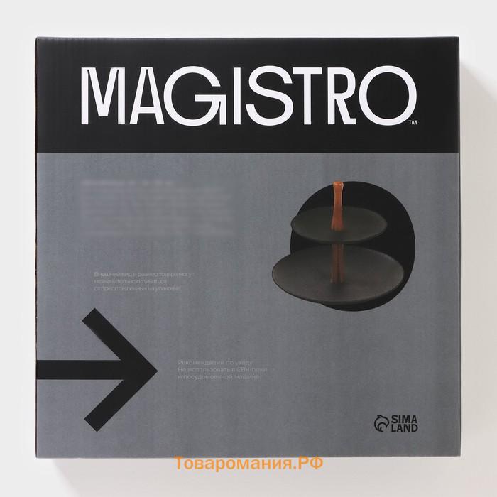 Блюдо 2-х ярусное Magistro «Галактика», 19/27×22 см, фарфор, чёрное