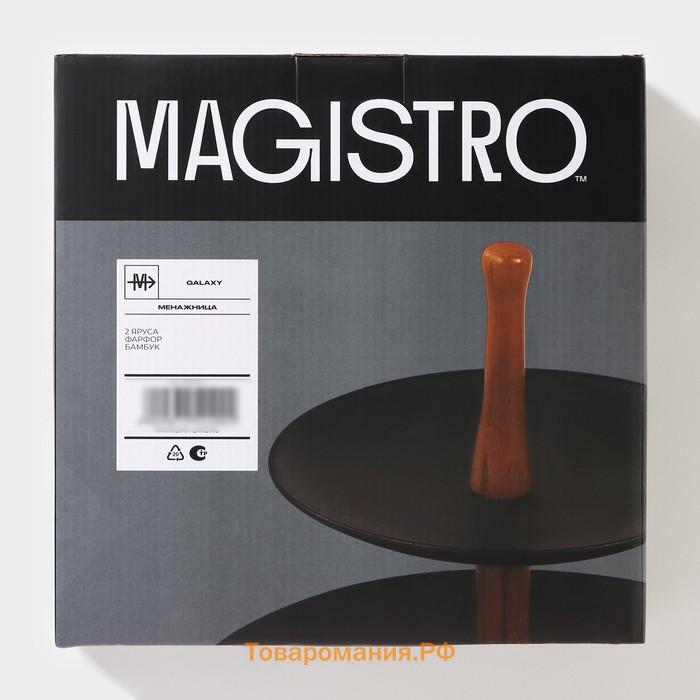 Блюдо 2-х ярусное Magistro «Галактика», 19/27×22 см, фарфор, чёрное