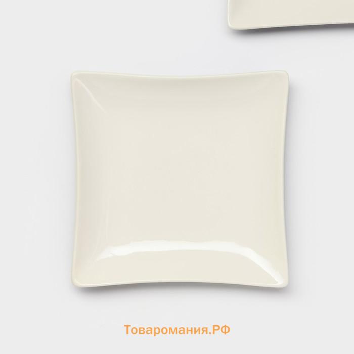 Тарелки Magistro Matt black, 15×2 см, набор 2 шт., квадратные, фарфор, белые, чёрные