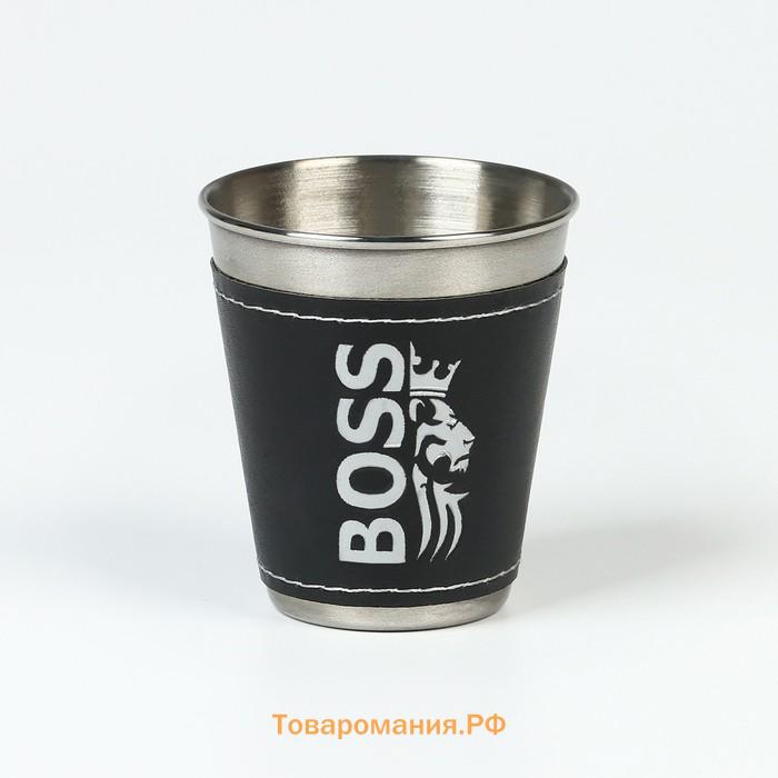 Стопки в чехле BOSS, нержавеющая сталь, набор 3 шт. х 70 мл