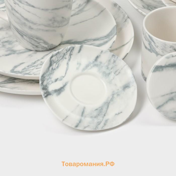 Тарелки Magistro Real Marble, d=26 см, набор 2 шт., фарфор, белые
