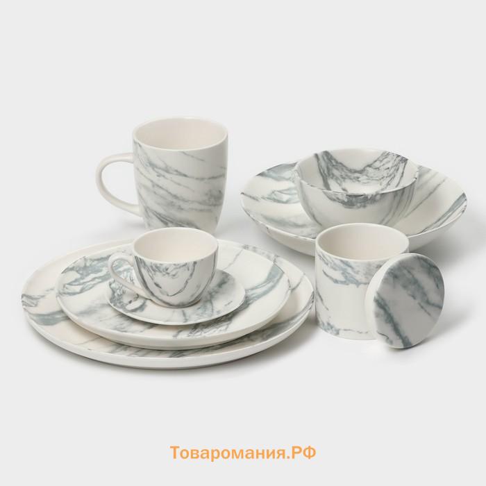 Тарелки Magistro Real Marble, d=26 см, набор 2 шт., фарфор, белые