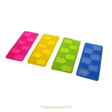 Форма для леденцов «Влюблённость», силикон, 9,5×24×1 см, 6 ячеек (4,2×3,3 см), с палочками, цвет МИКС