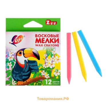Мелки восковые 12 цветов ZOO, шестигранные