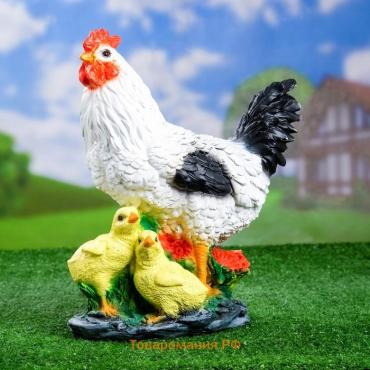 Садовая фигура из полистоуна «Курица с цыплятами», 33×17×25 см