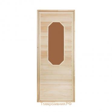 Дверь для бани со стеклом "Ромашка", 180×80см, "Добропаровъ"