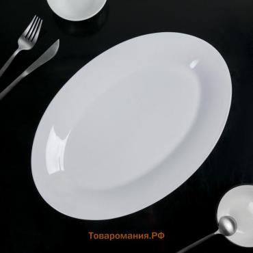 Блюдо овальное c утолщённым краем  White Label, 35,5×23,5×3 см, фарфор, цвет белый