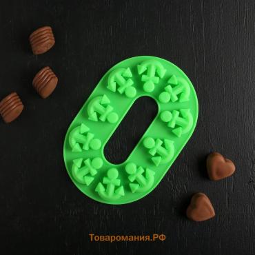 Форма для шоколада  «Якорь», силикон, 20.5×13.5×1 см, 10 ячеек, МИКС