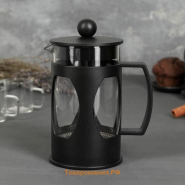 Чайник заварочный френч - пресс «Оливер», 600 мл, стекло, цвет чёрный
