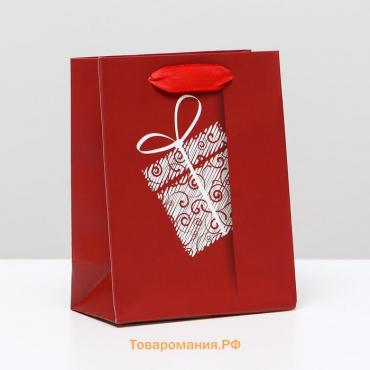 Пакет ламинированный «Красный подарок», 11.5×14.5×6 см