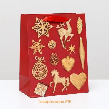 Пакет ламинированный «Новогодний декор», 18×23×10 см