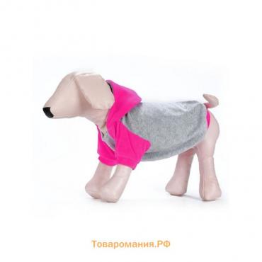 Толстовка с капюшоном Osso для собак, велюр, размер 22 (ДС 22, ОГ 32-34 см), розовая