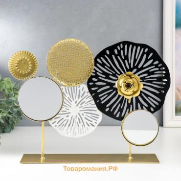 Фигурка с зеркалом «Космические цветы», металл, золотой с чёрным, 27×9×37 см