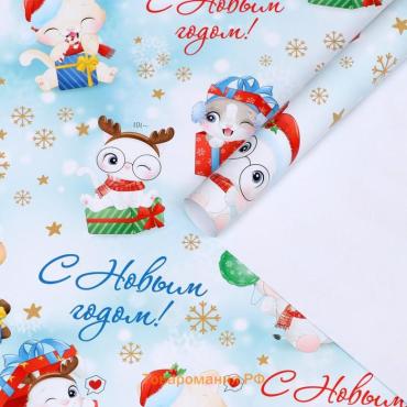 Бумага упаковочная глянцевая «Милые зверята», 70×100 см, 1 лист