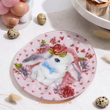 Подставка для яиц  «Цветочный зайка», 10 ячеек, 24×20.6 см, стекло, розовая