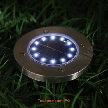 Садовый светильник на солнечной батарее, 12 LED, свечение белое