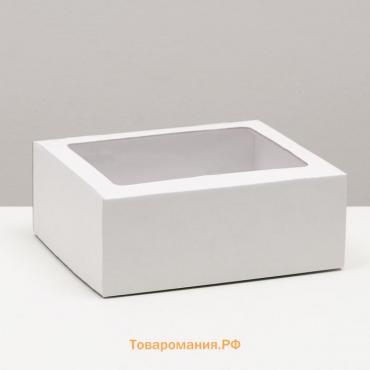 Коробка сборная, крышка-дно "белая" с окном 25х21х10 см