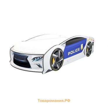 Кровать машинка Police «Манго-Л», цвет белый