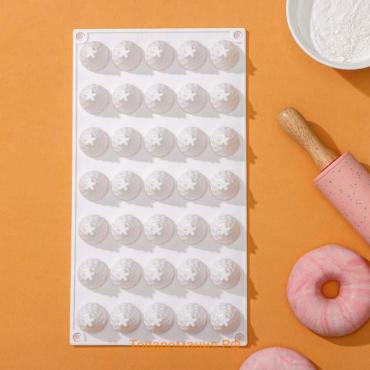 Форма для муссовых десертов и выпечки KONFINETTA «Ежевика», силикон, 29×16×2,5 см, 35 ячеек (2,8×2,5 см), цвет белый