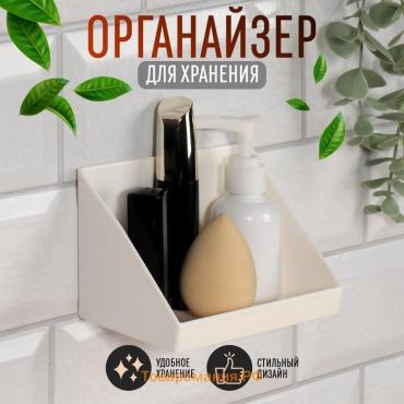 Органайзер для хранения BASIC, навесной, 1 секция, с клеевой основой, 8.7×8×2 см, белый